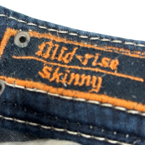 New Rock Revival Bling Jean Size 24 Mid Rise Skinny Stretch Nicci Dark Wash Read - Picture 9 of 14